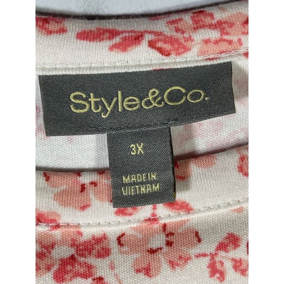Style & Co Floral Print 3/4 Sleeve Top 3X 100% Supima Cotton - Picture 8 of 9